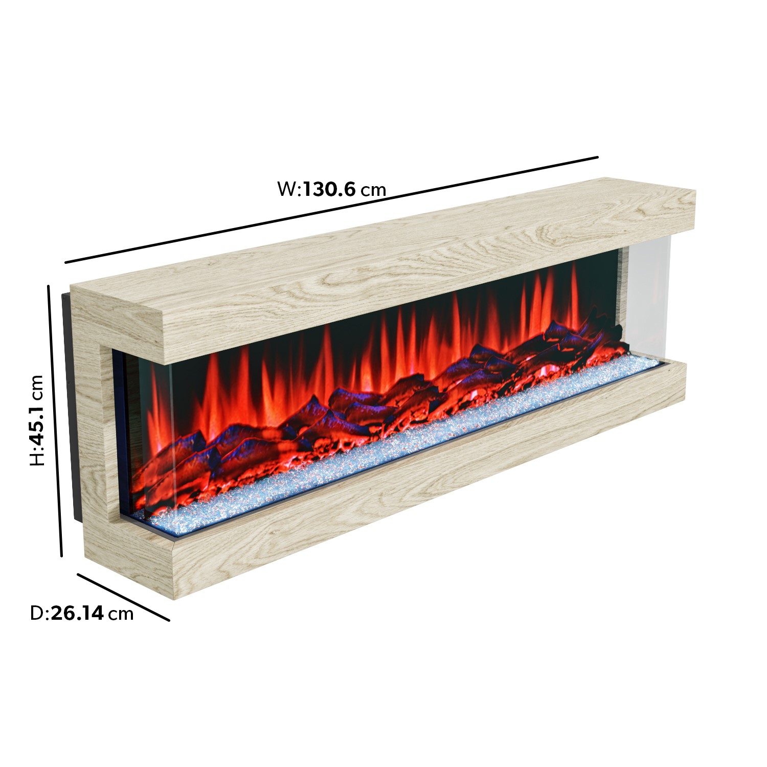 Wood Effect Wall Mounted Electric Fireplace with LED Lights 51 Inch  Amberglo Furniture123