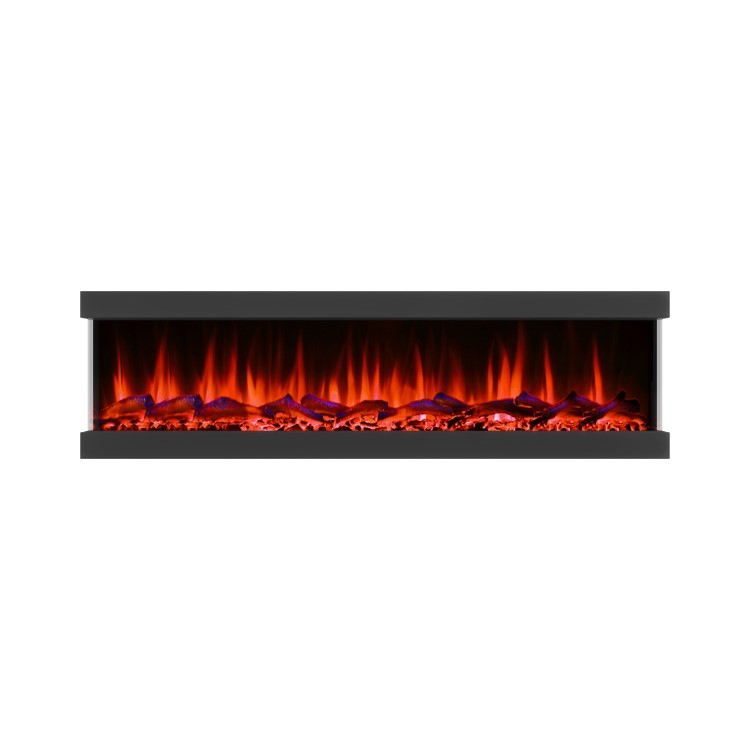 GRADE A1 - 60 Inch Black Inset Electric Media Wall Fireplace - AmberGlo