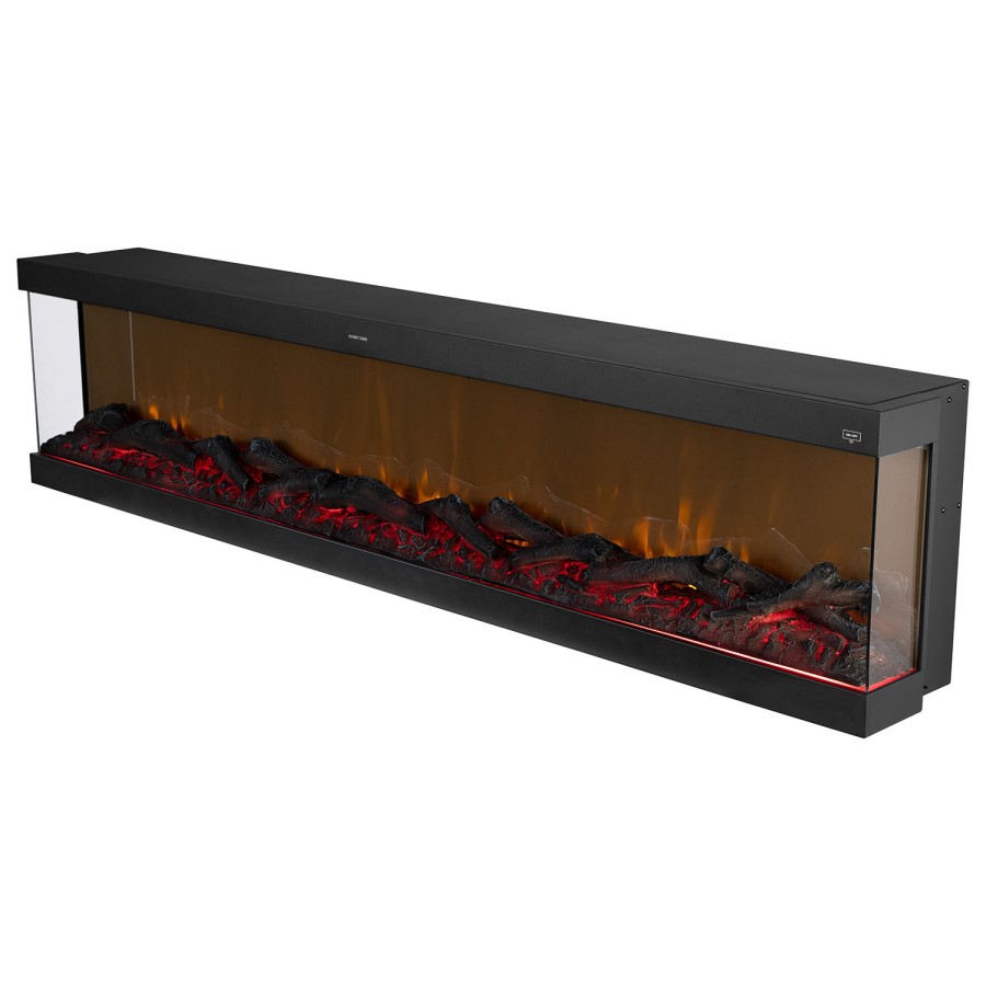Black Inset Media Wall Electric Fireplace 60 inch - Amberglo