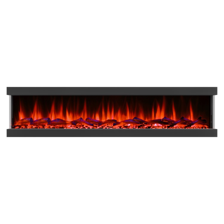 GRADE A1 - 72 Inch Black Inset Electric Media Wall Fireplace - AmberGlo