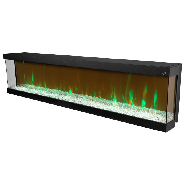 GRADE A2 - 72 Inch Black Inset Electric Media Wall Fireplace - AmberGlo