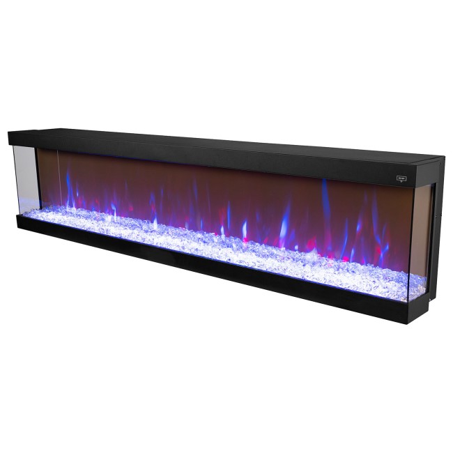 GRADE A2 - 72 Inch Black Inset Electric Media Wall Fireplace - AmberGlo