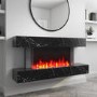 GRADE A2 - 47 Inch Black Marble Wall Mounted Smart Wifi Electric Fireplace - AmberGlo