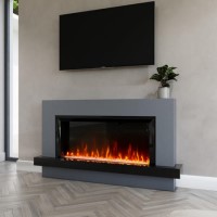 GRADE A3 - Black & Grey Freestanding Electric Fireplace with LED Lights 62 Inch - Amberglo