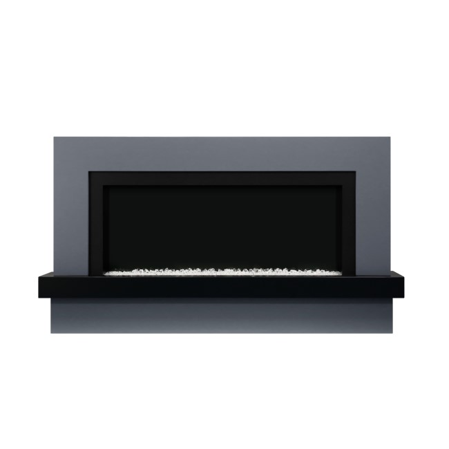 IMPERFECT - Black & Grey Freestanding Electric Fireplace with LED Lights 62 Inch - AmberGlo