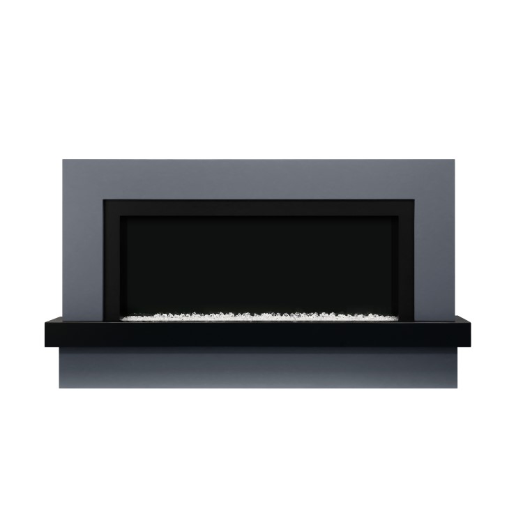 IMPERFECT - Black & Grey Freestanding Electric Fireplace with LED Lights 62 Inch - Amberglo