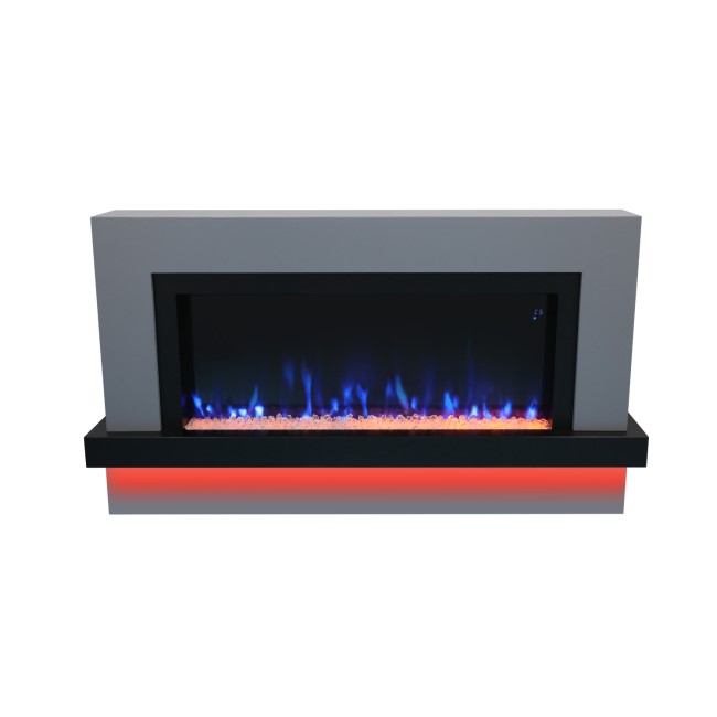 IMPERFECT - Black & Grey Freestanding Electric Fireplace with LED Lights 62 Inch - AmberGlo