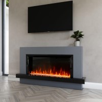 IMPERFECT - Black & Grey Freestanding Electric Fireplace with LED Lights 62 Inch - Amberglo IMPERFECT - Black & Grey Freestanding Electric Fireplace with LED Lights 62 Inch - Amberglo