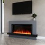 IMPERFECT - Black & Grey Freestanding Electric Fireplace with LED Lights 62 Inch - Amberglo