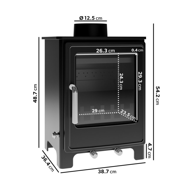 Black Cast Iron Wood Burning Stove 5kW - AmberGlo