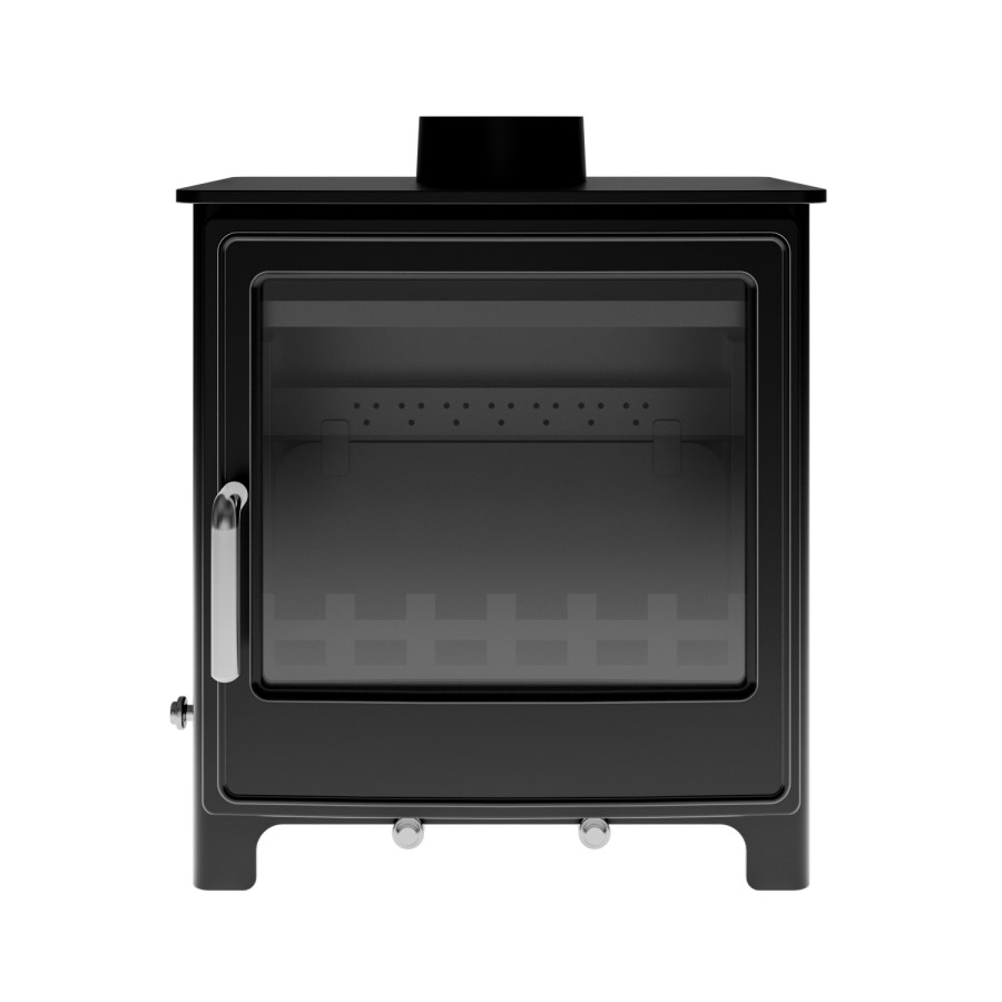 ONLY OPENED - Black Cast Iron Freestanding 8.4Kw Multi Fuel Log Burner - 20 inch - Amberglo