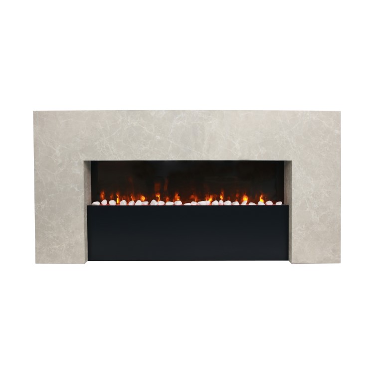 IMPERFECT - Stone Effect Freestanding Electric Fireplace with Pebbles and Raised Fuel Bed 62 inch - Amberglo