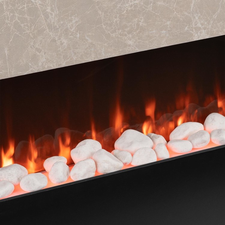 IMPERFECT - Stone Effect Freestanding Electric Fireplace with Pebbles and Raised Fuel Bed 62 inch - Amberglo