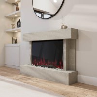 Freestanding Stone Effect Tall 44 Inch Electric Fire with Logs and Pebbles - AmberGlo Freestanding Stone Effect Tall 44 Inch Electric Fire with Logs and Pebbles - AmberGlo
