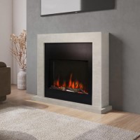 GRADE A2 - Stone Effect Free Standing Electric Fireplace Suite with Customisable Exposed Fuel Bed - Amberglo