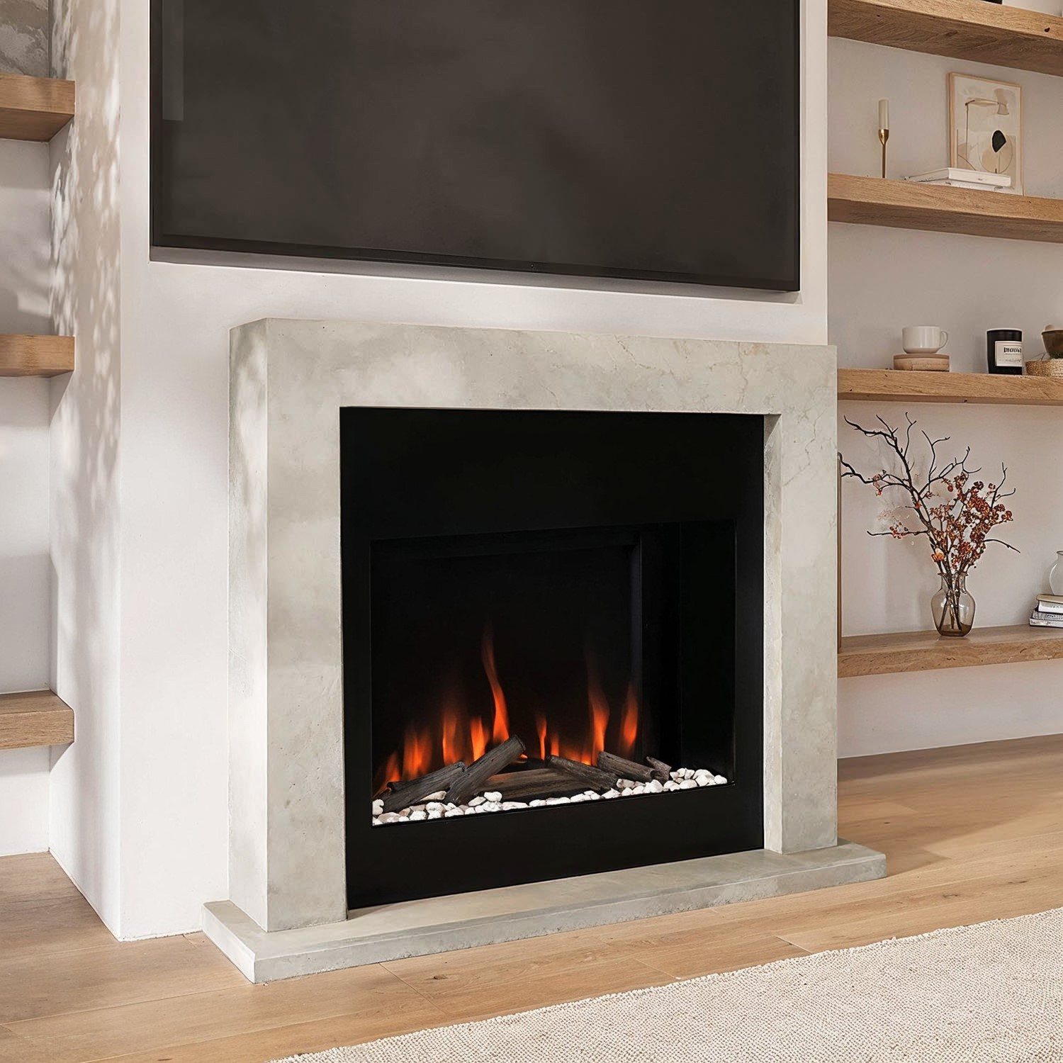 Stone Effect Free Standing Electric Fireplace Suite with Customisable ...