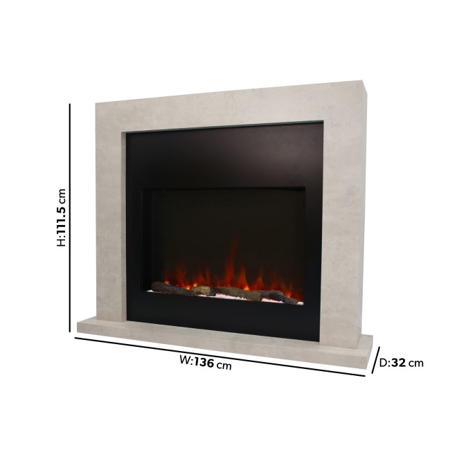 IMPERFECT - Stone Effect Free Standing Electric Fireplace Suite with Customisable Exposed Fuel Bed - Amberglo