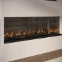 ONLY OPENED - AmberGlo 50" Black Inset Media Wall Fire with Conigurated Tempered Glass Front and Sides