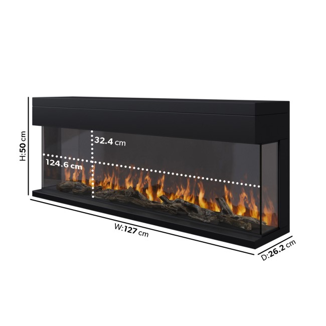 Black 50inch WiFi Enabled Inset Electric Media Wall Fireplace - AmberGlo