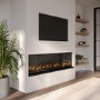 ALMOST PERFECT - Black Inset Media Wall Electric Fireplace with Glass Configurated Front and Sides 50 Inch - Amberglo