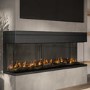 Black 50 Inch Inset Media Wall Electric Fireplace with Glass Configurated Front and Sides - Amberglo