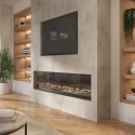 A2/AGL068W ALMOST PERFECT - Black 60inch WiFi Enabled Inset Electric Media Wall Fireplace - AmberGlo