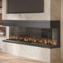 Black 60 Inch Inset Media Wall Electric Fireplace with Glass Configurated Front and Sides - AmberGlo