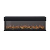 Black Inset Media Wall Electric Fireplace with Glass Configurated Front and Sides 60 Inch - Amberglo