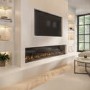 Black 3-Sided Inset Electric Media Wall Smart Fire Place - 70 Inch - AmberGlo