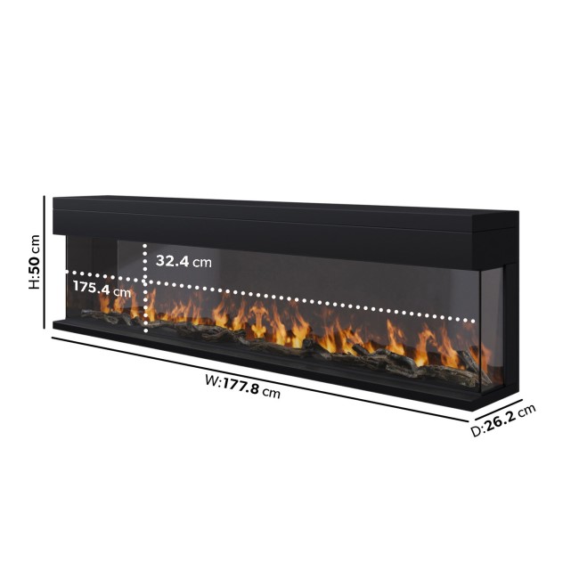 Black 70inch WiFi Enabled Inset Electric Media Wall Fireplace - AmberGlo