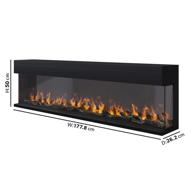 ALMOST PERFECT - Black 70inch WiFi Enabled Inset Electric Media Wall Fireplace - AmberGlo