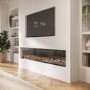 Black 70 Inch Inset Media Wall Electric Fireplace with Glass Configurated Front and Sides - AmberGlo