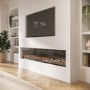 IMPERFECT - Black 70 Inch Inset Media Wall Electric Fireplace with Glass Configurated Front and Sides - Amberglo