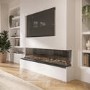 IMPERFECT - Black 70 Inch Inset Media Wall Electric Fireplace with Glass Configurated Front and Sides - Amberglo