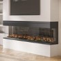 GRADE A1 - Black Inset Media Wall Electric Fireplace with Glass Configurated Front and Sides 70 Inch - Amberglo
