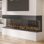 IMPERFECT - Black 70 Inch Inset Media Wall Electric Fireplace with Glass Configurated Front and Sides - Amberglo
