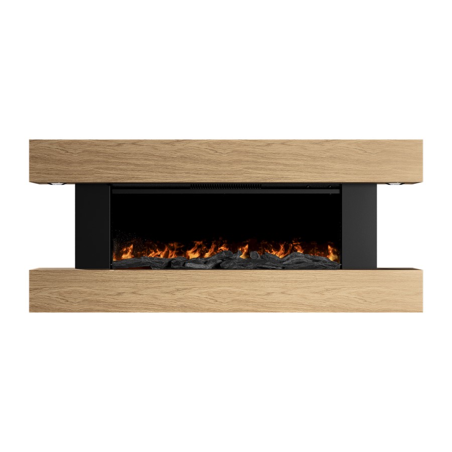 ONLY OPENED - Oak 52inch WiFi Enabled Wall Mounted Electric Fireplace - AmberGlo