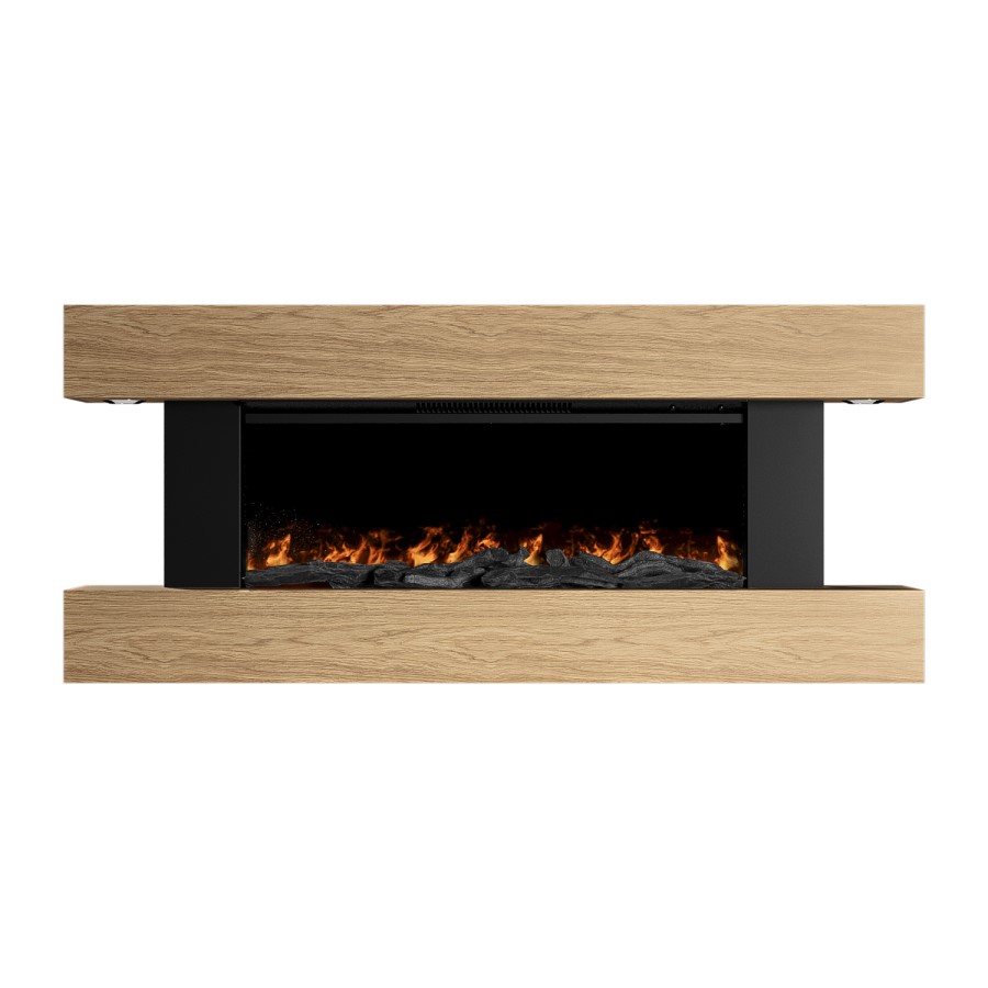 ONLY OPENED - AmberGlo 52" Oak Wall Mounted Electric Fireplace Suite with LED Lights