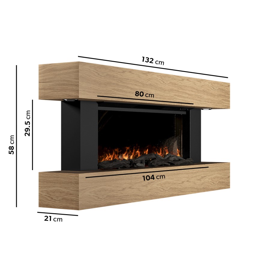 ONLY OPENED - Oak 52inch WiFi Enabled Wall Mounted Electric Fireplace - AmberGlo