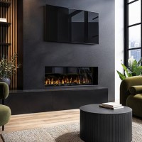 Black 40inch WiFi Enabled Inset Electric Media Wall Fireplace - AmberGlo Black 40inch WiFi Enabled Inset Electric Media Wall Fireplace - AmberGlo