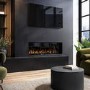Black 40inch WiFi Enabled Inset Electric Media Wall Fireplace - AmberGlo