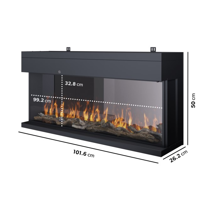 Black 40inch WiFi Enabled Inset Electric Media Wall Fireplace - AmberGlo