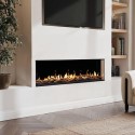 AGL074 Premium Black 3-Sided Inset Electric Media Wall Fire Place with LCD Flame - 60 Inch - AmberGlo