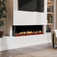 ONLY OPENED - Black 60inch Inset Electric LCD Display Media Wall Fireplace - AmberGlo