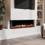 Premium Black 3-Sided Inset Electric Media Wall Fire Place with LCD Flame - 60 Inch - AmberGlo