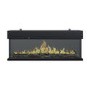 Amberglo Black Inset 60" LCD Real Flame Effect Media Wall Electric Fireplace with Glass Front and Sides