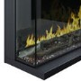 Amberglo Black Inset 60" LCD Real Flame Effect Media Wall Electric Fireplace with Glass Front and Sides