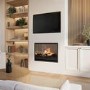 Premium Black 3-Sided Inset Electric Media Wall Fire Place with LCD Flame - 31 Inch - AmberGlo