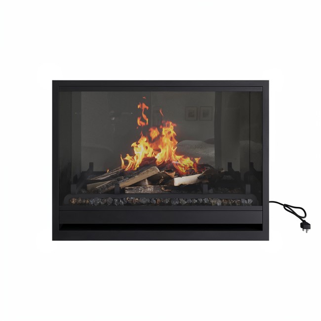 Black 31inch Inset Electric LCD Display Media Wall Fireplace - AmberGlo