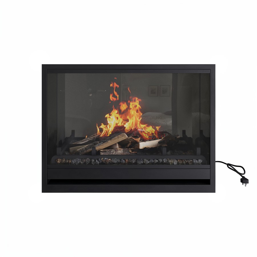 GRADE A1 - Black 31inch Inset Electric LCD Display Media Wall Fireplace - AmberGlo